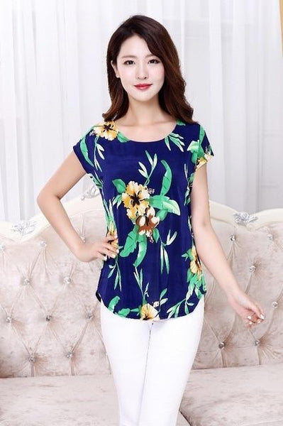 Summer Boat Anchor Printed Silk Casual Top T-Shirt for Women - SolaceConnect.com