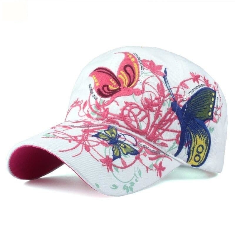 Summer Butterflies and Flowers Embroidery Baseball Caps for Women  -  GeraldBlack.com