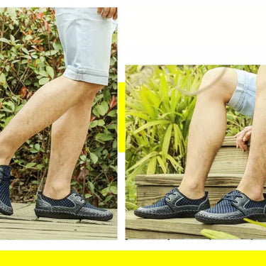 Summer Casual Breathable Mesh Genuine Leather Slip-On Shoes for Men  -  GeraldBlack.com