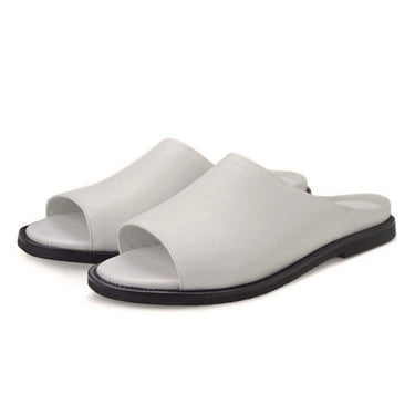 Summer Casual Men's Genuine Leather Peep Toe Beach Bathing Flats Slippers - SolaceConnect.com
