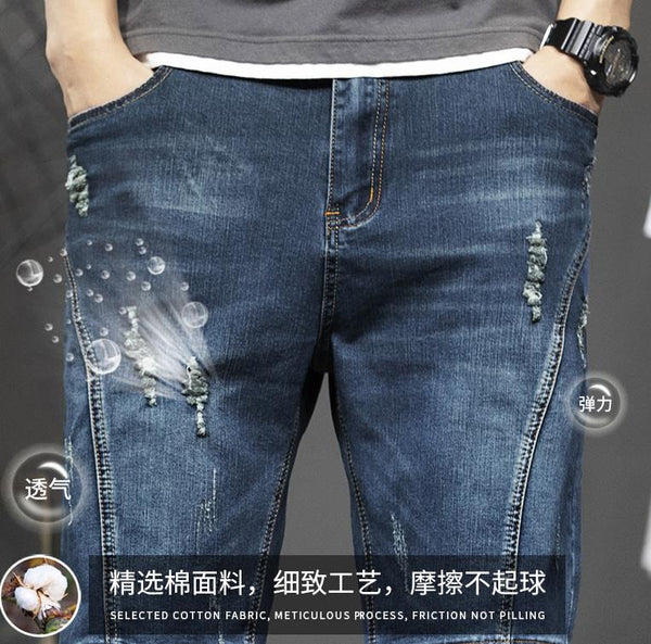 Summer Casual  Mens Hole Fashion Baggy Splice Denim Jeans Cowboy Short Trousers Clothes Plus Size  -  GeraldBlack.com