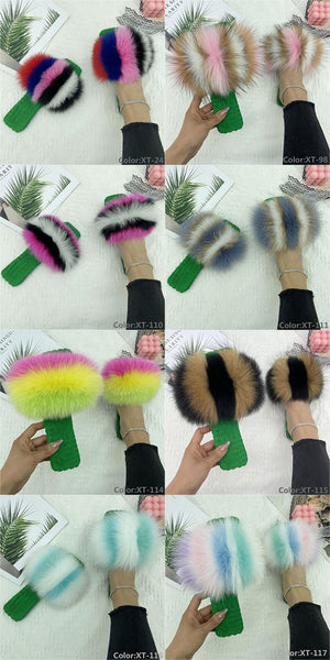 Summer Cotton Fluffy Real Fur Slides Flats House Slippers for Women  -  GeraldBlack.com
