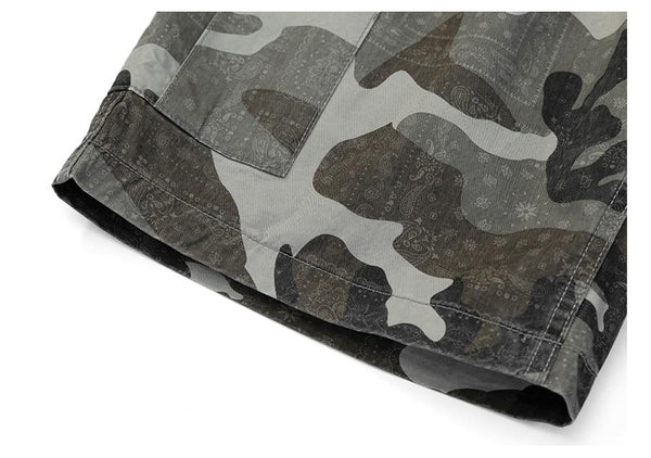Summer Cotton Oversize Multi-pockets Camouflage Cargo Shorts for Men - SolaceConnect.com