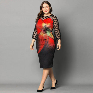 Summer African Ladies Dot Mesh Sleeve Floral Printed Flower Dress Women Clothing Fashion Pullover - SolaceConnect.com