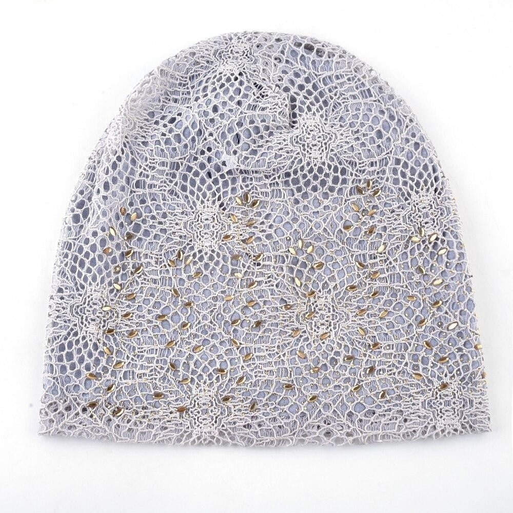 Summer Fashion Breathable Lace Flower Knitted Beanies for Men and Women  -  GeraldBlack.com