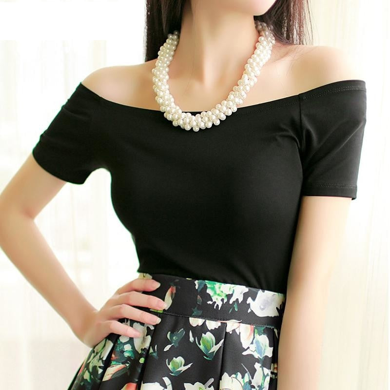 Summer Fashion Sexy Off The Shoulder Casual Cotton Tops for Women  -  GeraldBlack.com