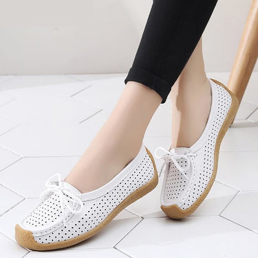 Summer Fashion Women's Genuine Leather Cut-Outs Lace-up Flats Loafers  -  GeraldBlack.com