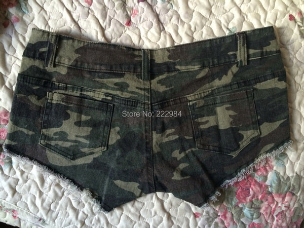 Summer girls Low waist sexy disco dance camouflage patterns Fatigues woman stretch tight shorts  -  GeraldBlack.com