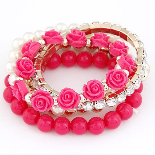 Summer Jewelry Beads Flower Bijoux Elastic Charm Bracelets for Women - SolaceConnect.com