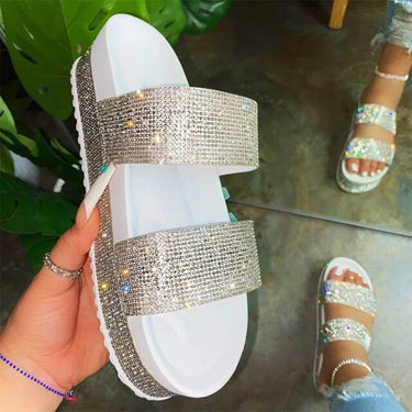 Summer Luxury Women's Colorful Shiny Rhinestone Platform Wedge Sandals - SolaceConnect.com
