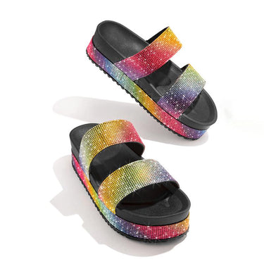 Summer Luxury Women's Colorful Shiny Rhinestone Platform Wedge Sandals  -  GeraldBlack.com