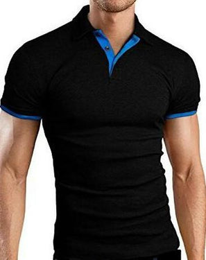 Summer Men's Casual Solid Short Sleeve Lapel Pullover Tops T-shirt - SolaceConnect.com