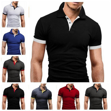 Summer Men's Casual Solid Short Sleeve Lapel Pullover Tops Shirt  -  GeraldBlack.com