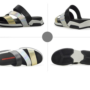 Summer Men's Cow Leather Height Increasing Outdoor Beach Flat Sandals - SolaceConnect.com