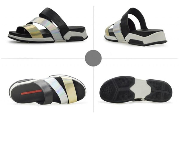 Summer Men's Cow Leather Height Increasing Outdoor Beach Flat Sandals - SolaceConnect.com
