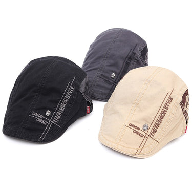 Summer Outdoor Cotton Peaked Letter Embroidery Berets Caps for Men  -  GeraldBlack.com