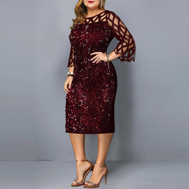Plus Size Women Summer Dress Sequin Elegant Birthday Outfit Casual Party Dresses Wedding Evening - SolaceConnect.com