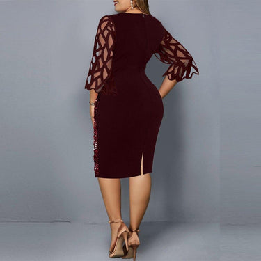 Plus Size Women Summer Dress Sequin Elegant Birthday Outfit Casual Party Dresses Wedding Evening - SolaceConnect.com