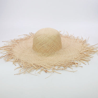 Summer Raffia Big Brim UV Floppy Beach Sun Hat for Cooling Children Parents<br> - SolaceConnect.com