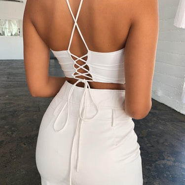 Summer Sexy Women's Backless Cut Out Criss Cross Bandage Halter Top - SolaceConnect.com