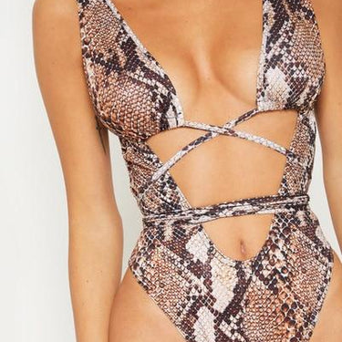 Summer Sexy Women's Serpentine Leopard Printed One Piece Monokini - SolaceConnect.com