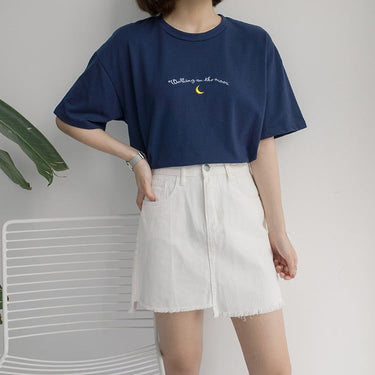 Summer Style Cute Avocado Embroidery Short Sleeve T-shirt for Women  -  GeraldBlack.com