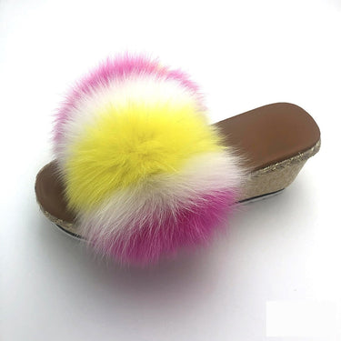 Summer Style Real Fox Fur High-Heel House Slippers for Women  -  GeraldBlack.com
