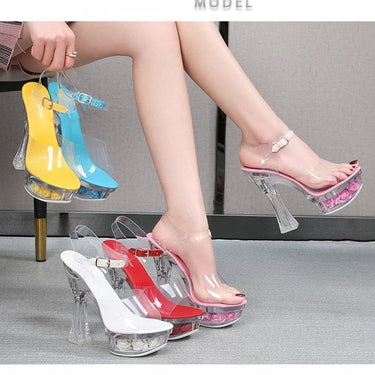 Summer Style Women's Transparent Glowing Floral High Platform Heel Pumps  -  GeraldBlack.com