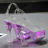 Summer Style Women's Transparent Glowing Floral Pumps with Thick High Heels  -  GeraldBlack.com