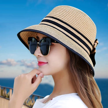 Summer Sun Wide Brim Boater Outside Beach Travel Straw Hats for Women  -  GeraldBlack.com