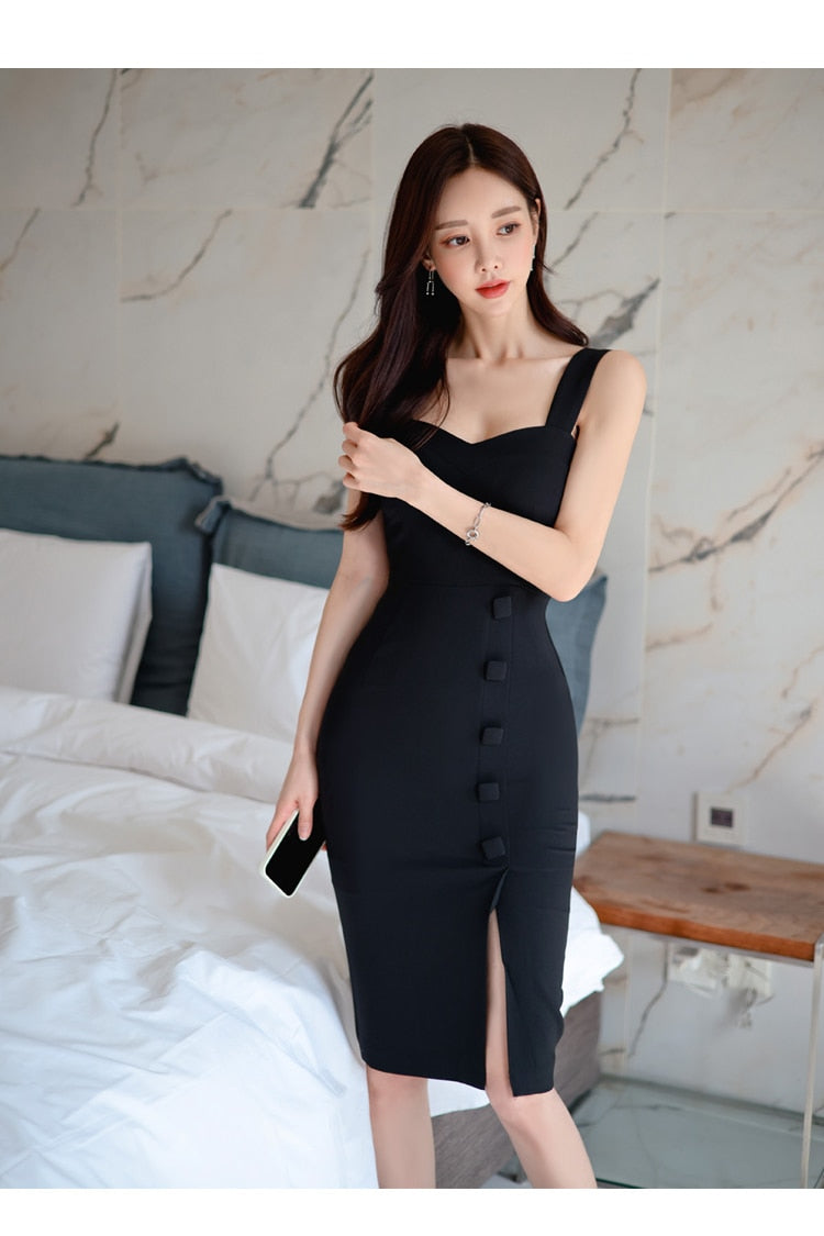 Women's Office Casual Solid Knee Length Sleeveless Two Piece Set ...