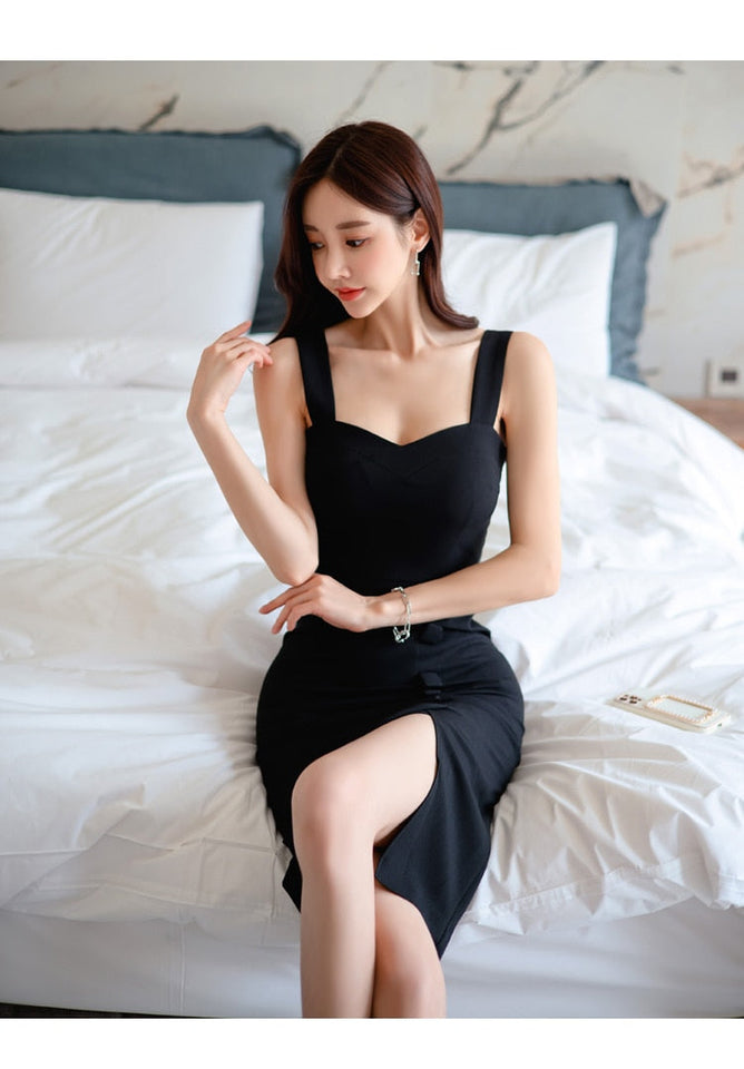 Women's Office Casual Solid Knee Length Sleeveless Two Piece Set