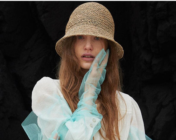 Summer Women's Dome Bell Shaped Seaweed Straw Hat for Outdoor Beach Travel - SolaceConnect.com