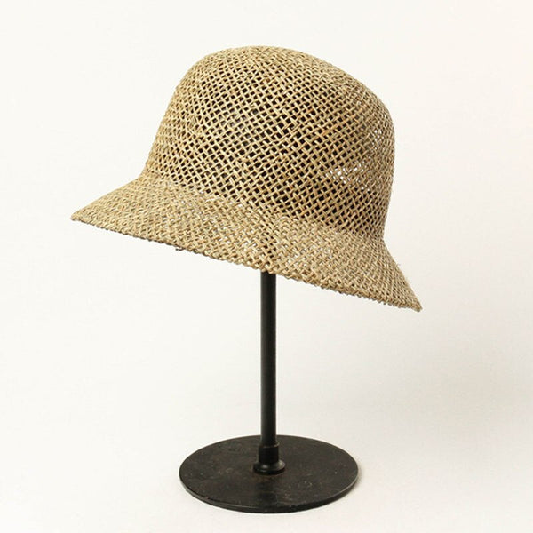 Summer Women's Dome Bell Shaped Seaweed Straw Hat for Outdoor Beach Travel - SolaceConnect.com