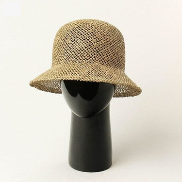 Summer Women's Dome Bell Shaped Seaweed Straw Hat for Outdoor Beach Travel  -  GeraldBlack.com