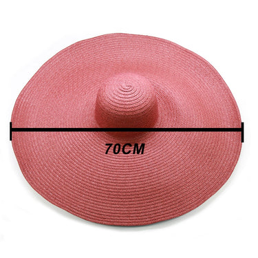 Summer Women's Foldable Large Brim 70cm Diameter Oversized Sun Beach Hat - SolaceConnect.com