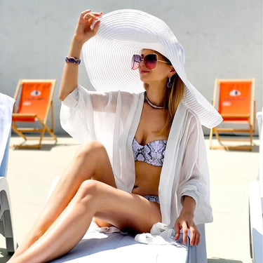 Summer Women's Foldable Large Brim 70cm Diameter Oversized Sun Beach Hat  -  GeraldBlack.com