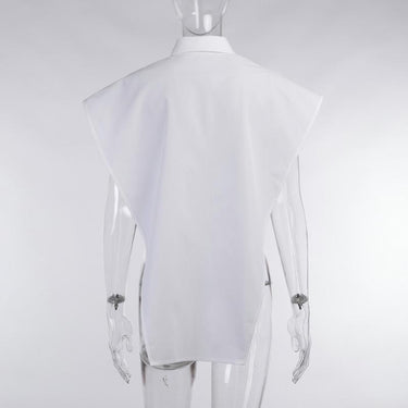 Summer Women's Panelled Print Sleeveless Button Irregular Blouse Tank Shirt - SolaceConnect.com