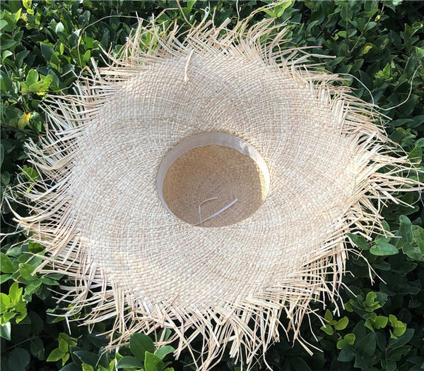 Summer Women's Solid 20cm Larger Oversized Straw Panama Beach Sun Hat - SolaceConnect.com