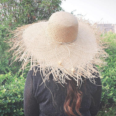 Summer Women's Solid 20cm Larger Oversized Straw Panama Beach Sun Hat  -  GeraldBlack.com