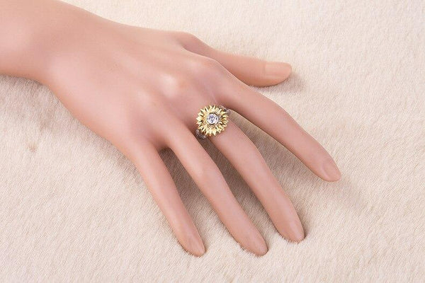 Sunflower Style Colorful Round Crystal CZ Wedding Party Rings for Women - SolaceConnect.com