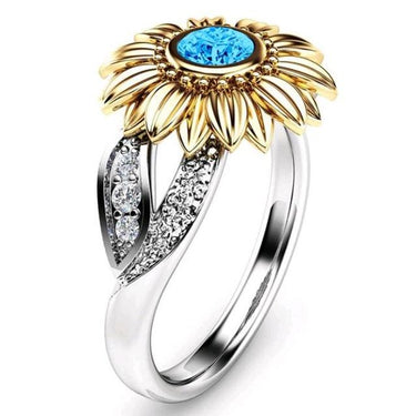 Sunflower Style Colorful Round Crystal CZ Wedding Party Rings for Women - SolaceConnect.com