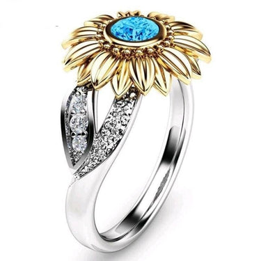 Sunflower Style Colorful Round Crystal CZ Wedding Party Rings for Women  -  GeraldBlack.com