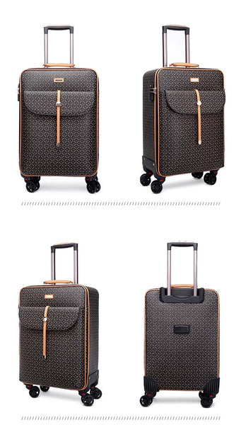 Super Fashion Travel luggage PU 16 20 24 inch With Handbag luxury trolley suitcase women men Spinner  -  GeraldBlack.com