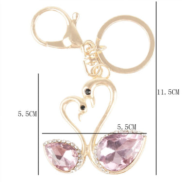 Swan Rhinestone Crystal Charm Pendant Purse Bag Accessories Key Ring Chain - SolaceConnect.com