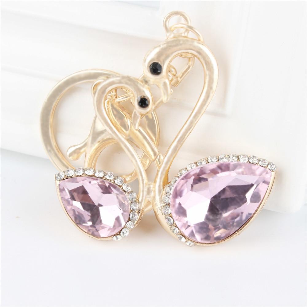 Swan Rhinestone Crystal Charm Pendant Purse Bag Accessories Key Ring Chain  -  GeraldBlack.com
