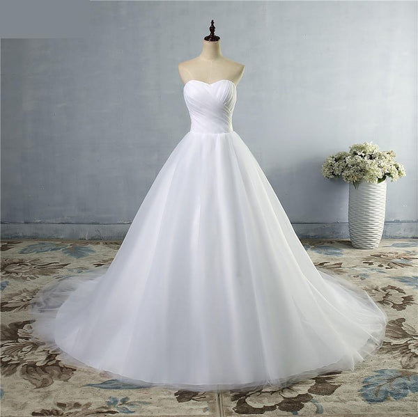 Sweep Train Lace Up 2-26W Size Bridal Wedding Dress with Appliques - SolaceConnect.com