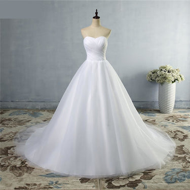 Sweep Train Lace Up 2-26W Size Bridal Wedding Dress with Appliques  -  GeraldBlack.com