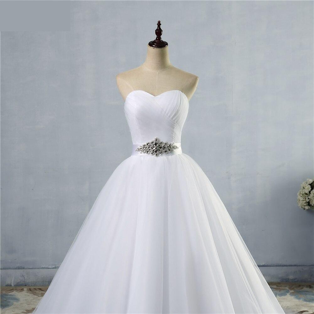 Sweetheart Sleeveless White Ivory Tulle Crystal Bridal Wedding Dresses - SolaceConnect.com