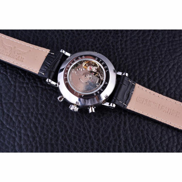 Swirl Fashion Diamond Black Golden Dial 3 Dial Genuine Leather Men's Watch - SolaceConnect.com
